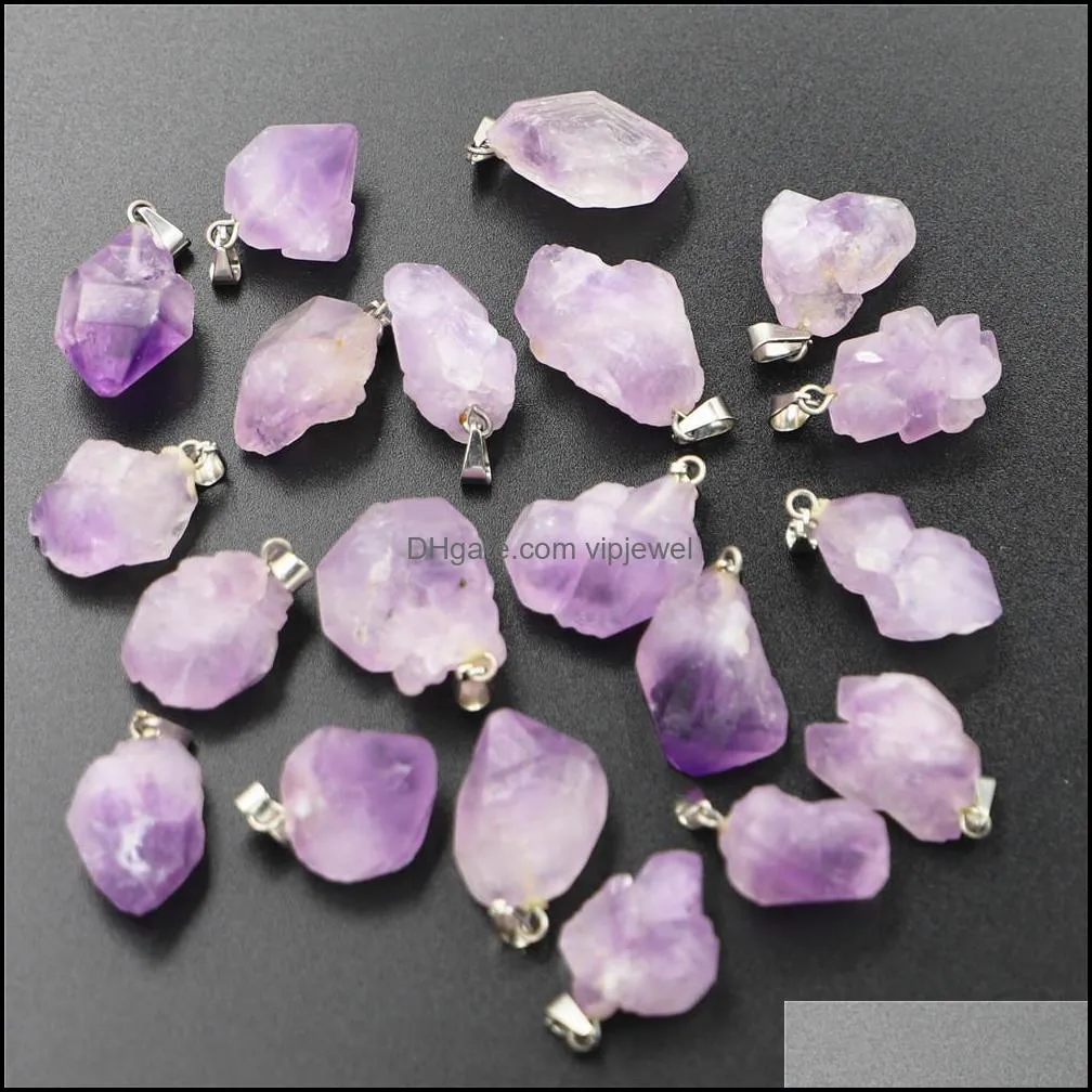 natural stone amethyst irregular shape charms pendants for healing crystals stones jewelry making