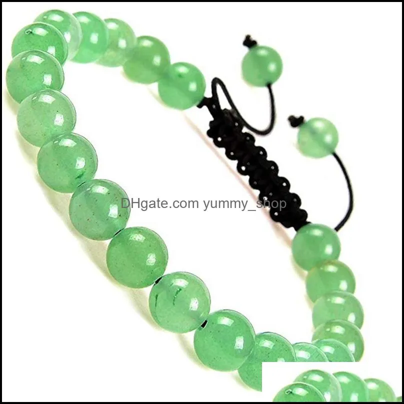 natural healing power gemstone jewelry crystal bracelets strands beads uni adjustable macrame 8mm