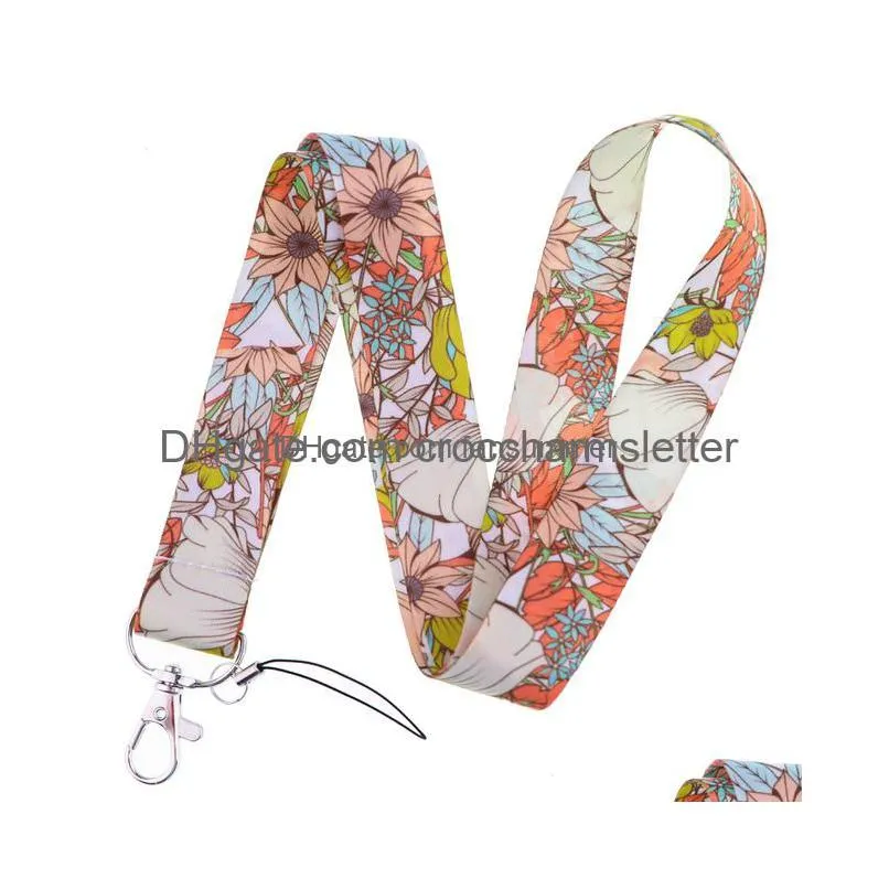 shoe parts accessories lb3271 flowers lanyards forest leaves neck strap mobile phone keys id card holder lanyard for diy hanging rop