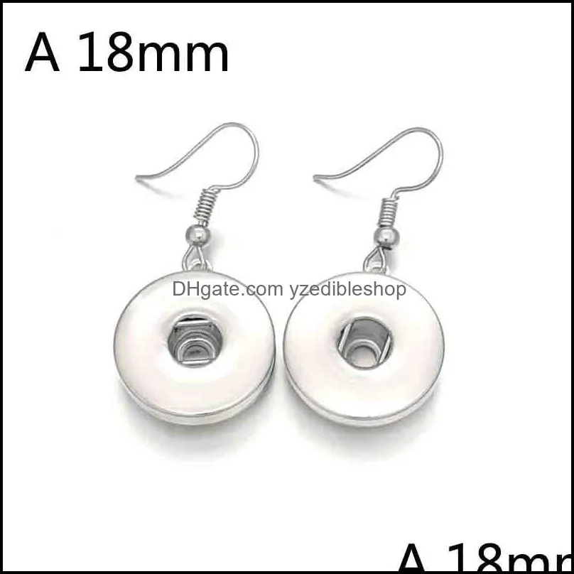 fashion lady 12mm 18mm snap button charms earrings for women silver plated metal jewelry