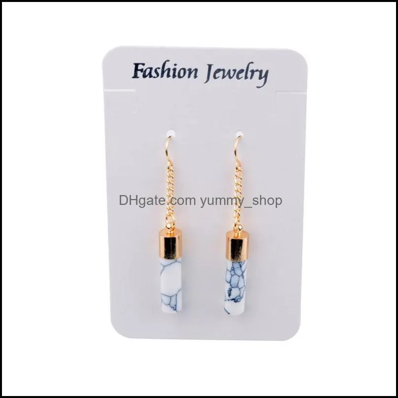 europe and the united states big brand highgrade phnom penh turquoise cylindrical drop earrings korean temperament simple female earrings