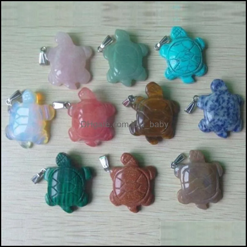 carved turtle assorted natural stone charms crystal pendants for necklace accessories jewelry making
