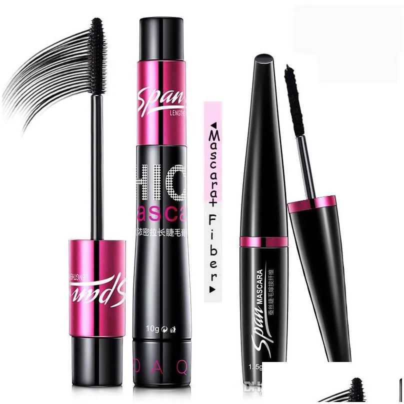 bioaqua brand 2pcs/set black mascara waterproof silk fiber volume double effect long lasting lengthening curling eyes makeup