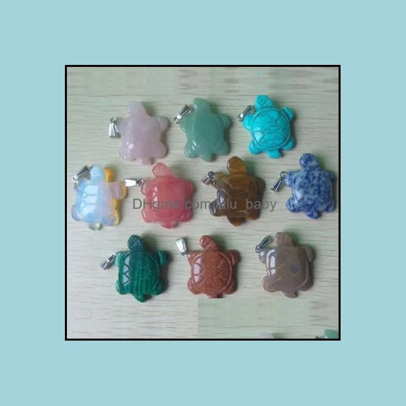 carved turtle assorted natural stone charms crystal pendants for necklace accessories jewelry making