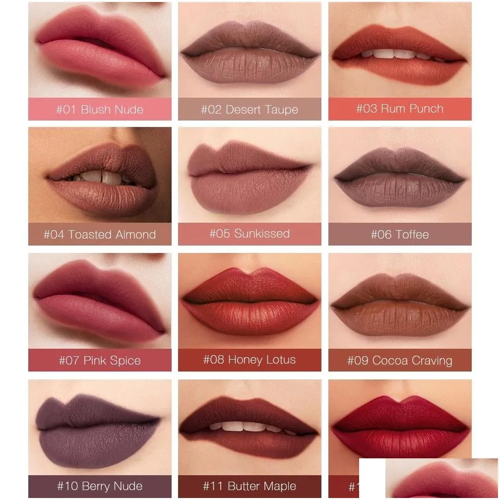 o.two.o 12 colors matte lip gloss velvet nude lips makeup lipgloss waterpoof long lasting liquid lipstick