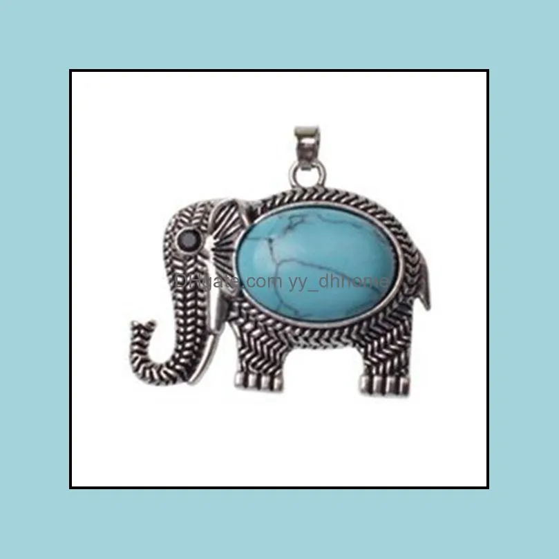 elephant gemstone jewelry pendant silver plated cute necklace men and women simple 12pcs