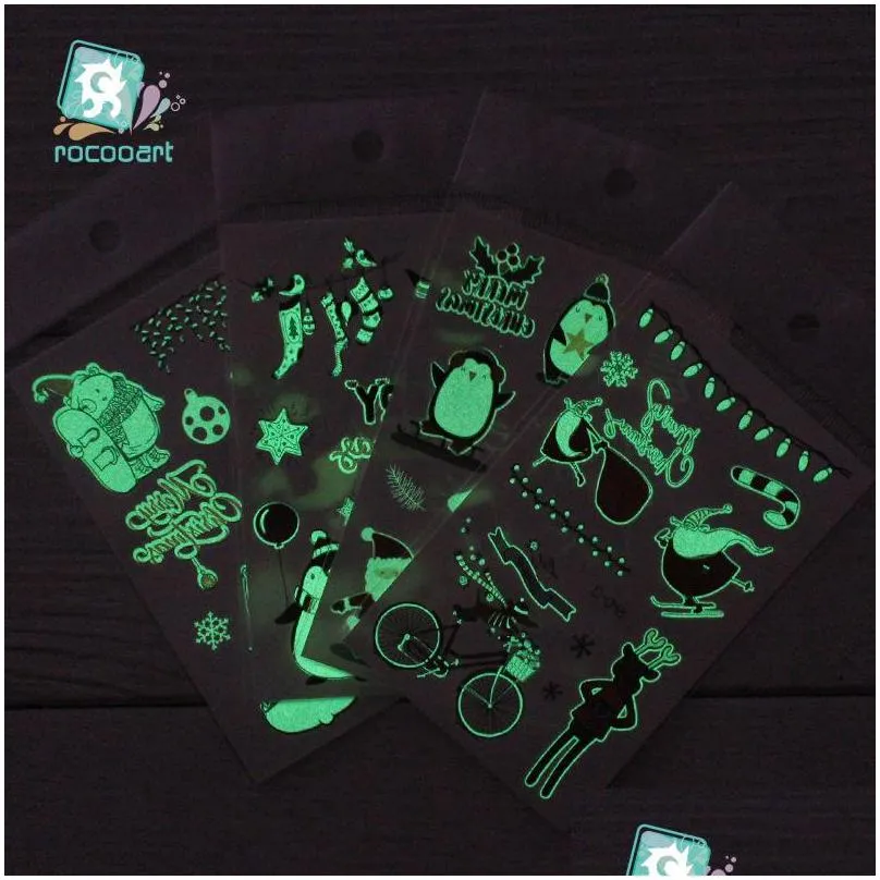 christmas luminous tattoo for kids fake tattoos glowing in dark waterproof temporary tattoo stickers xmas decorations