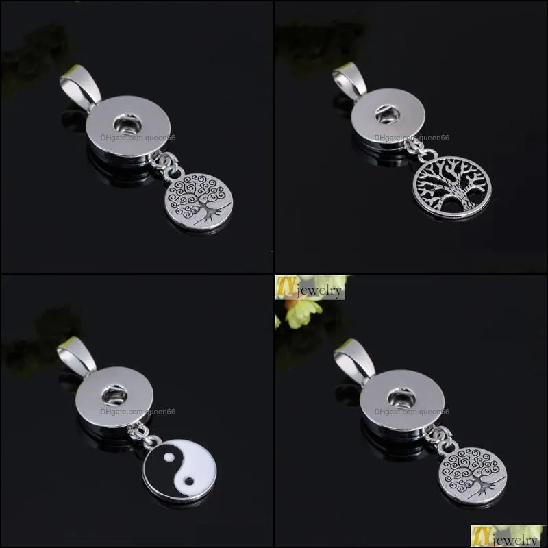 tree dangle snap button jewelry pendant fit 18mm snaps buttons necklace for women men noosa p0037