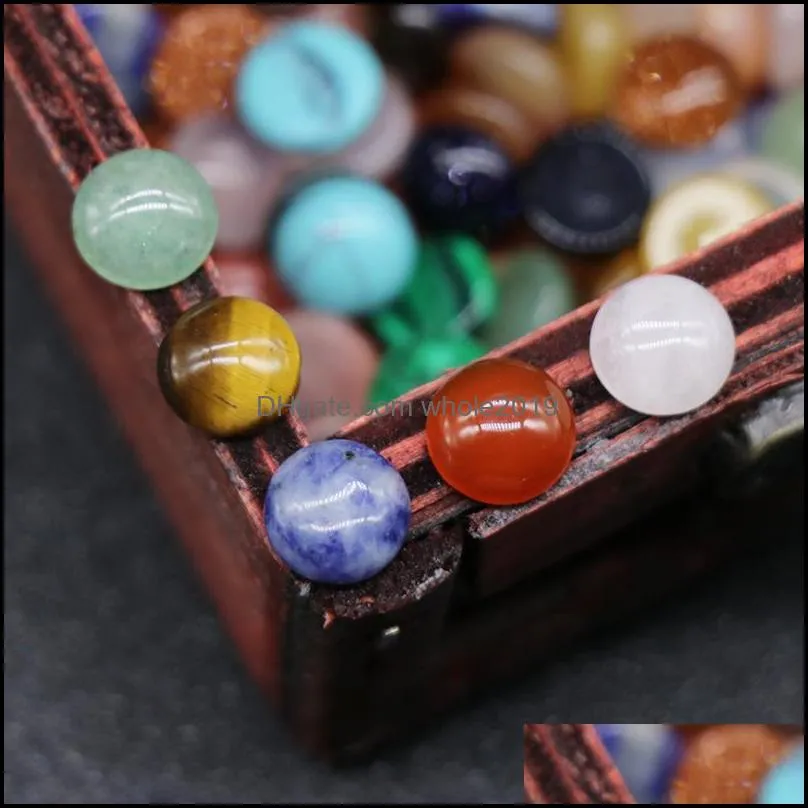 8mm flat back assorted loose stone round shape cab cabochons beads for jewelry making wholesale