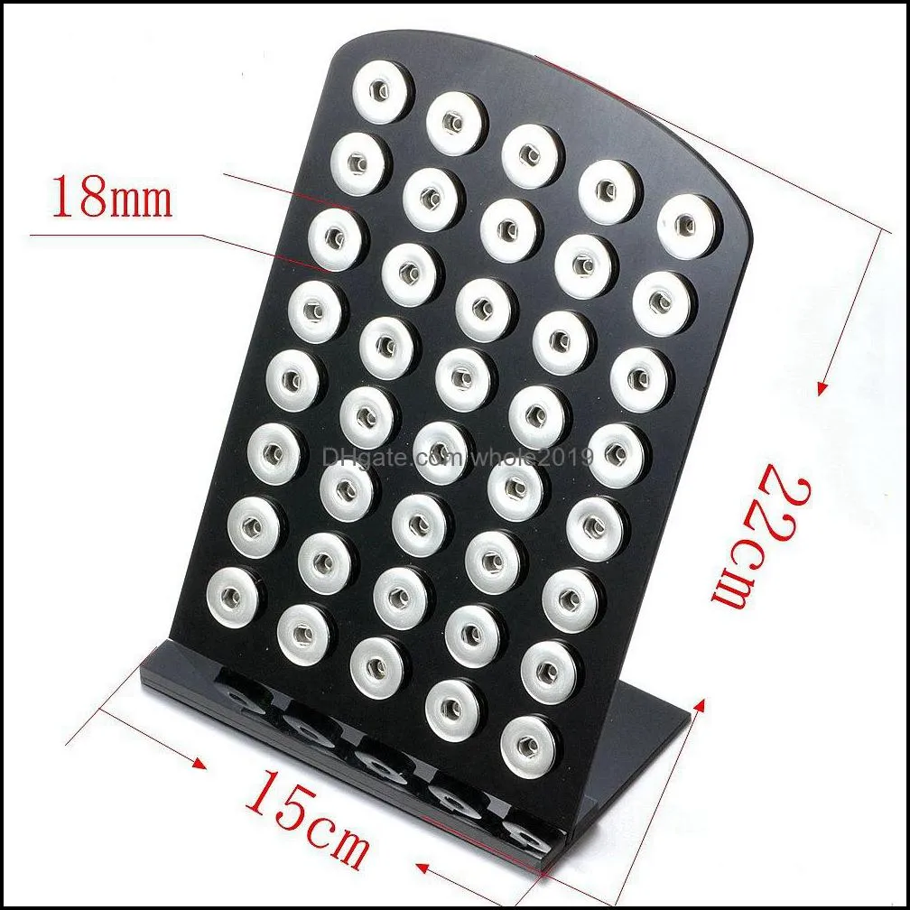 black acrylic 18mm 12mm snap button display for 40pcs snaps storage jewelry soft displays holder