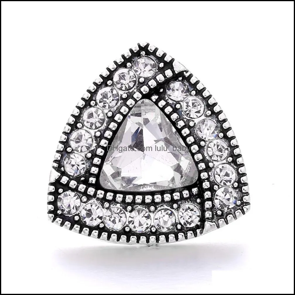 snap button jewelry component rhinestone triangle 18mm metal snaps buttons fit bracelet bangle noosa n394