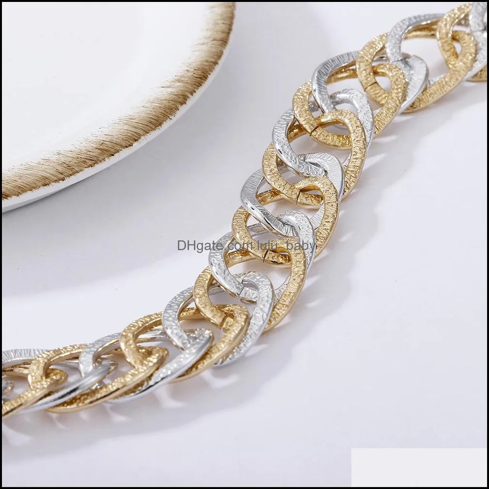 multilayer hollow thick matte gold silver color link chain bracelet for women gifts friends jewelry wholesale