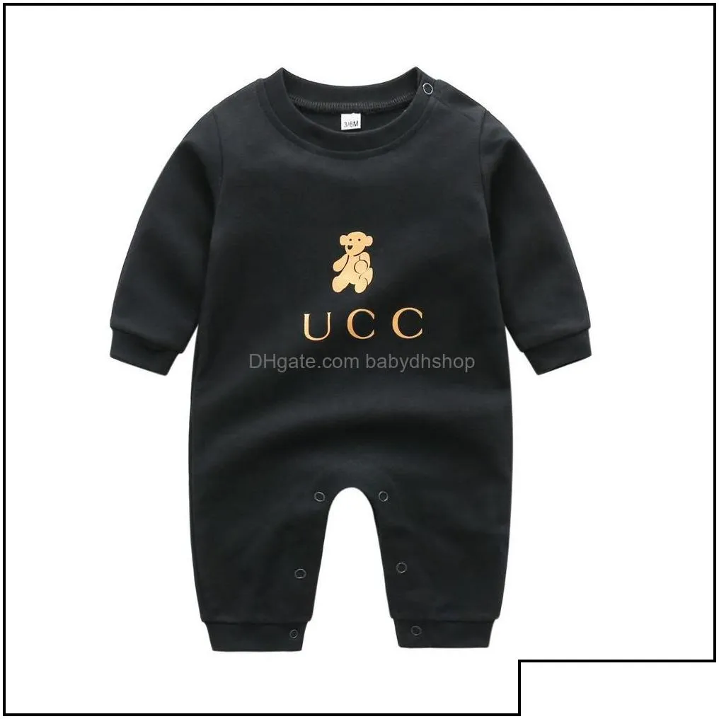Rompers Baby Rompers Newborn Clothes Long Sleeve Cotton Designer Romper Infant Clothing Boys Girls Jumpsuits Drop Delivery Babydhshop