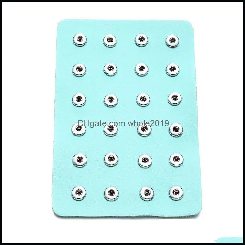 12mm 18mm snap button bead holder tray jewelry display strand package colorful pu leather storage noosa sh003