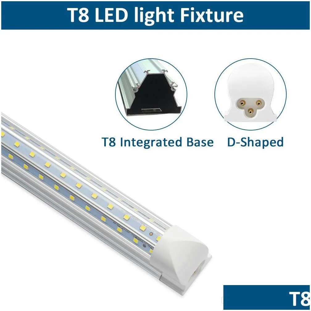 led light bulb 4 5 6 8 ft cool 120w t8 led tube integrate v shape 4ft 8ft fluorescent tube smd2835 100lm/w