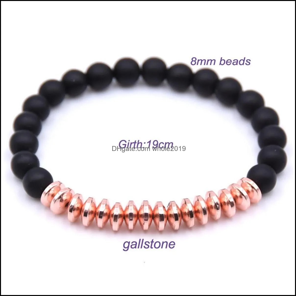 10pc/set natural black matte mala 8mm stone beads bracelet gifts for men women handmade jewelry