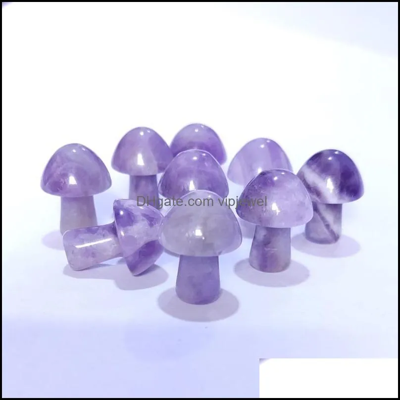 2cm amethyst carved mini mushroom stone crystal healing reiki mineral statue ornament home decor gift wholesale