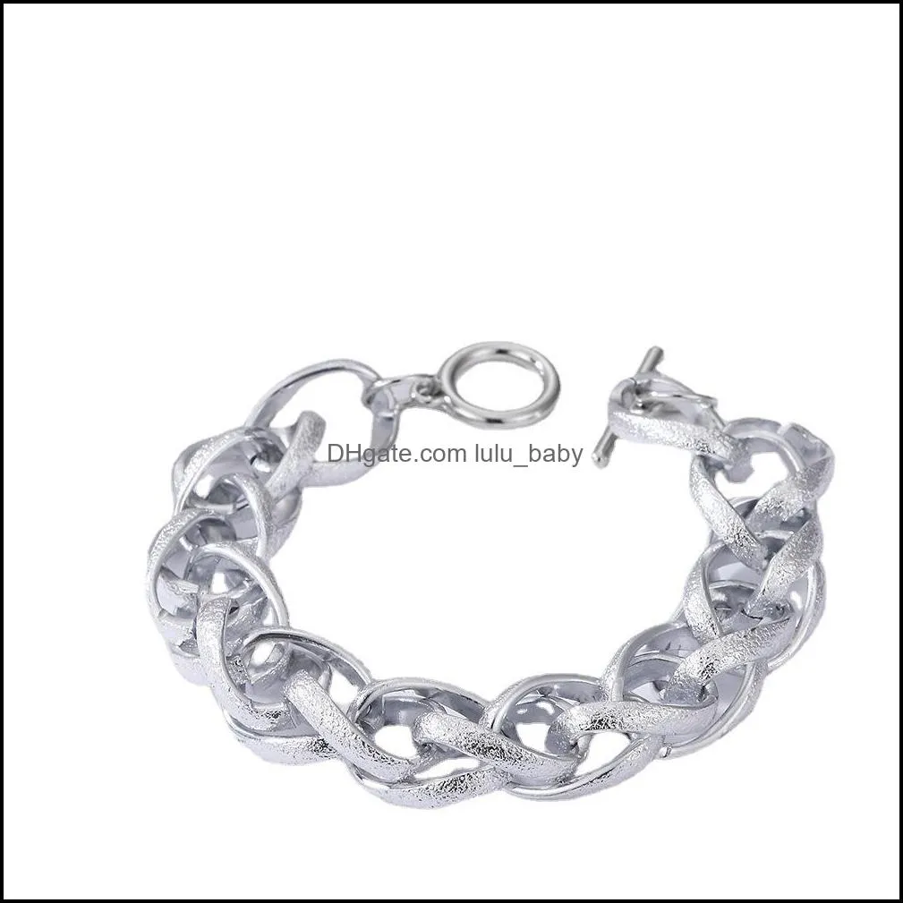 multilayer hollow thick matte gold silver color link chain bracelet for women gifts friends jewelry wholesale