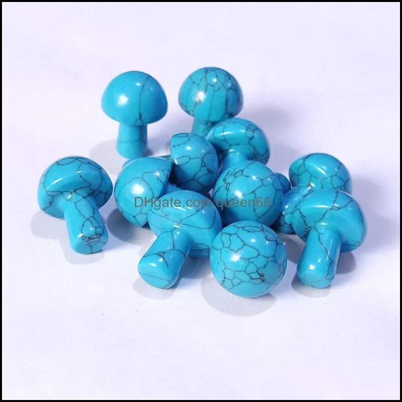 2cm carved mini mushroom statue ornament imitation turquoise stone pattern blue resin home decor gift wholesale