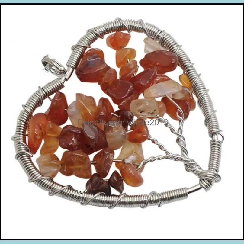 heartshaped seven gem tree pendants for men and women fashion  necklace