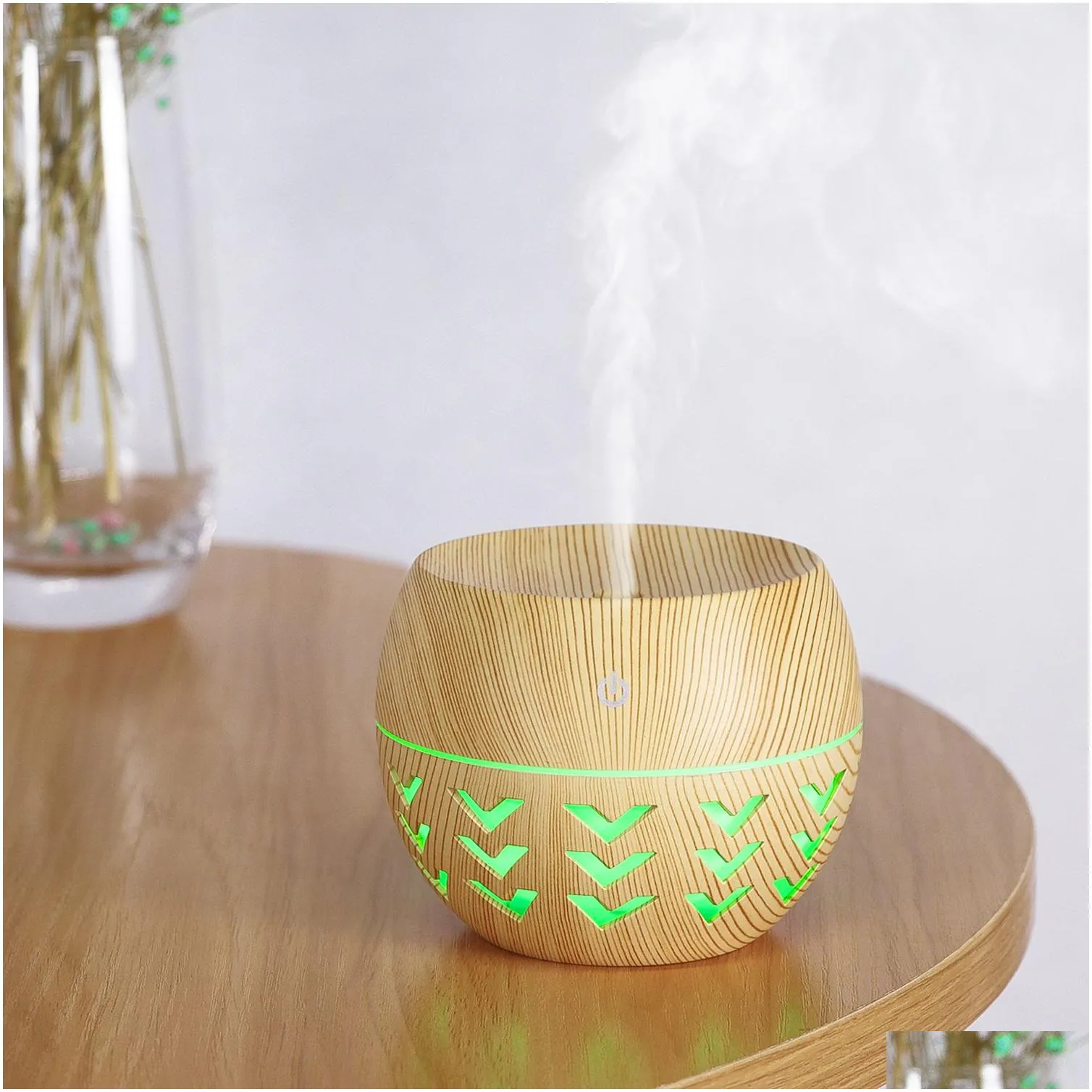 humidifiers 130ml usb aroma diffuser mini vase shape air humidifier ultrasonic atomizer aromatherapy oil 7 color led lights