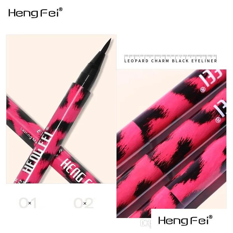 hengfei leopard print liquid eyeliner no shading quik drying black eye liner pencil waterproof persistent dizzy catch eye makeup tool