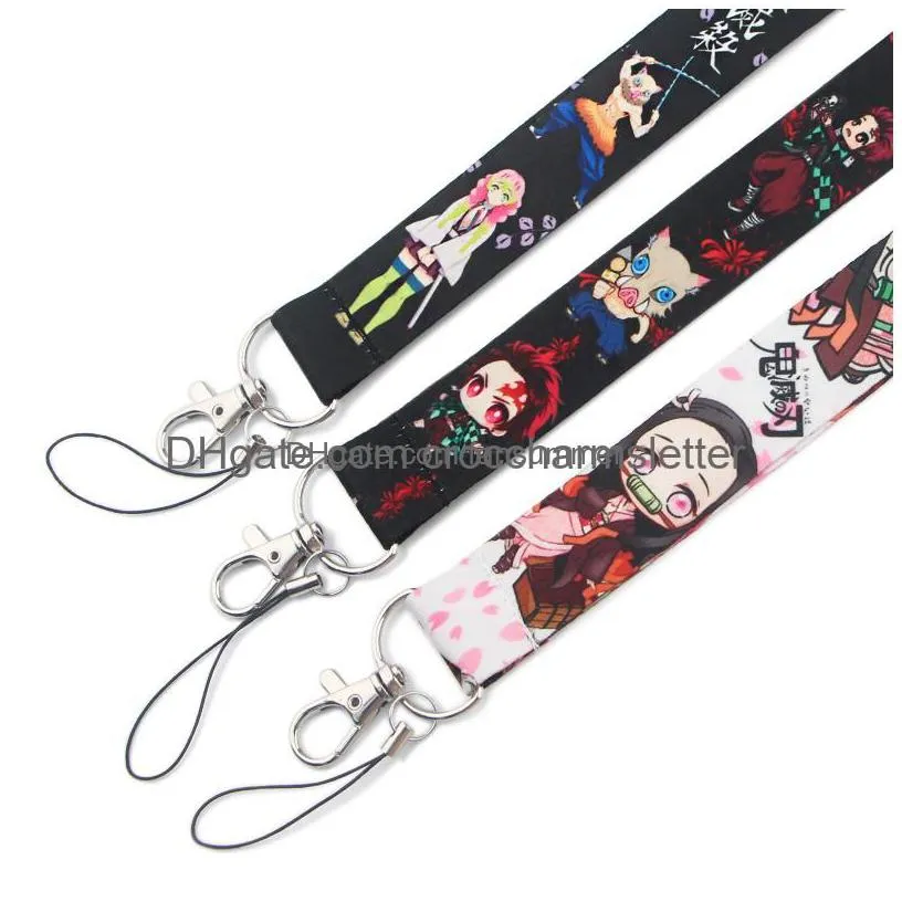 shoe parts accessories lb2145 japanese lanyard keychain demon slayer neck strap id card cell phone straps usb badge holder keyring k