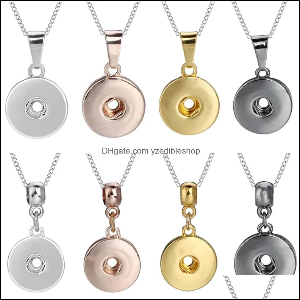 silver color/rose gold/black/gold 18mm snap button pendant necklace romantic fashion snaps jewelry nice gift