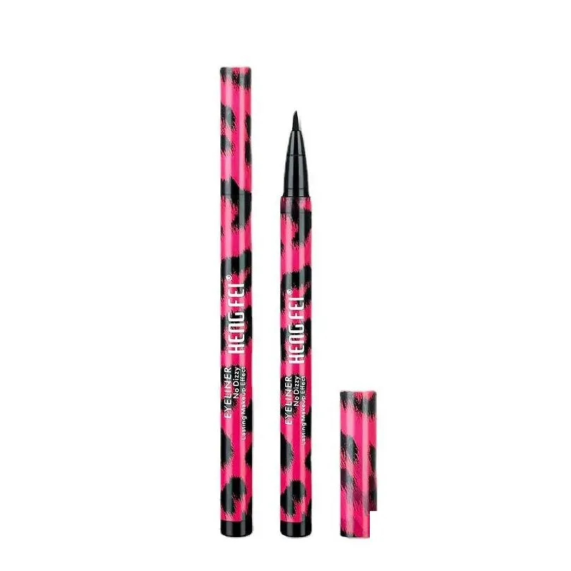 hengfei leopard print liquid eyeliner no shading quik drying black eye liner pencil waterproof persistent dizzy catch eye makeup tool