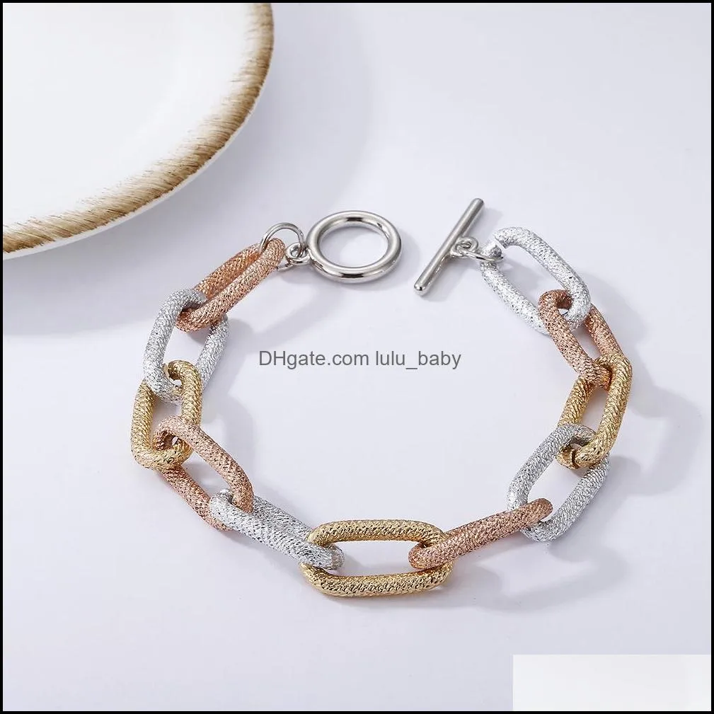 hip hop retro matte gold silver color assorted link chain bracelet for women gifts friends jewelry wholesale