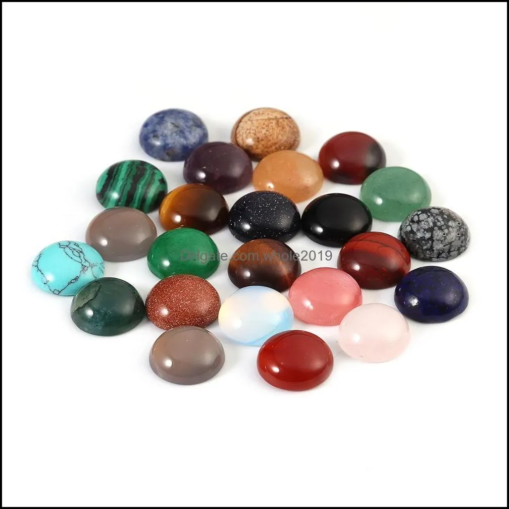 8mm 10mm 12mm stone flat base round cabochon loose beads for diy jewelry clothes accessories making wholesale