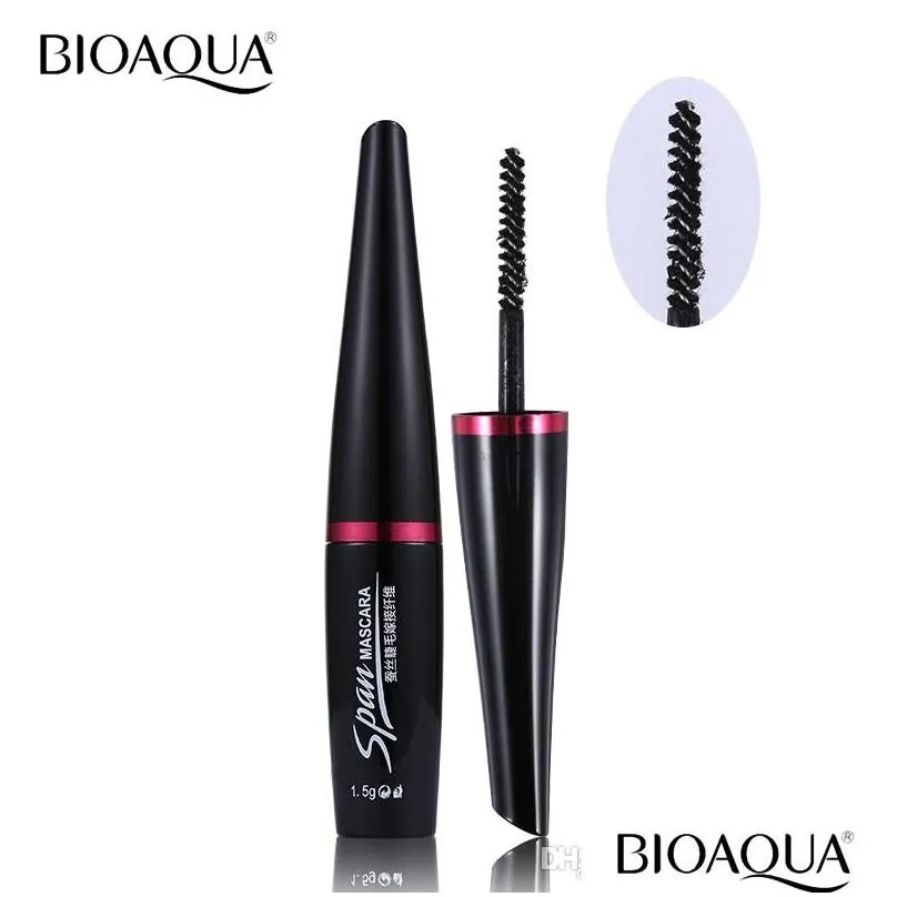 bioaqua brand 2pcs/set black mascara waterproof silk fiber volume double effect long lasting lengthening curling eyes makeup