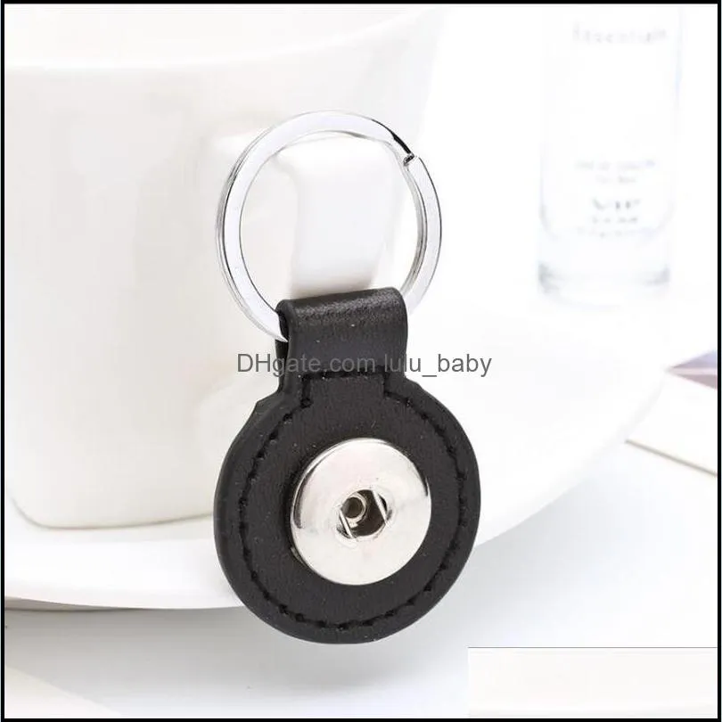 round pu leather snap button keychain 8 colors snap key rings fit diy 18mm snap jewelry