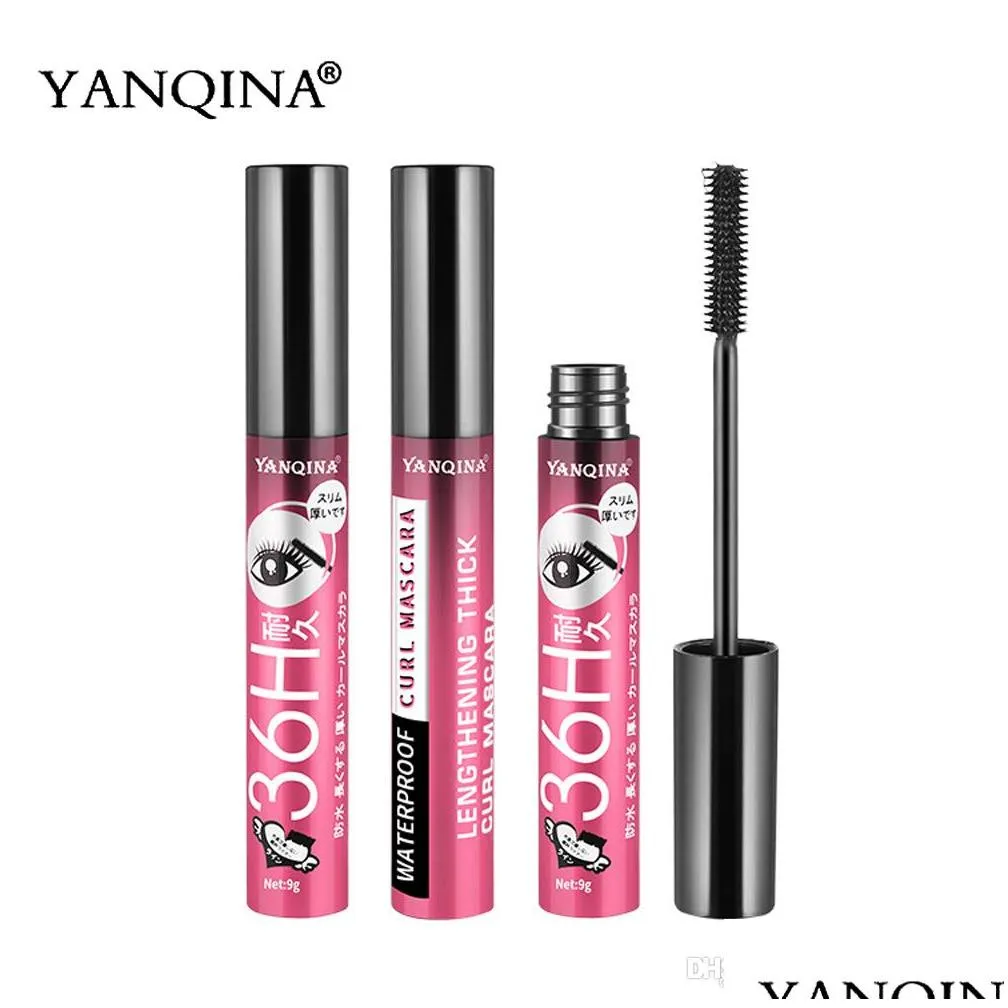 yanqina 36h black mascara waterproof 3d silk fiber eyelash mascara thick lengthening mascara eyes lash extension beauty tools