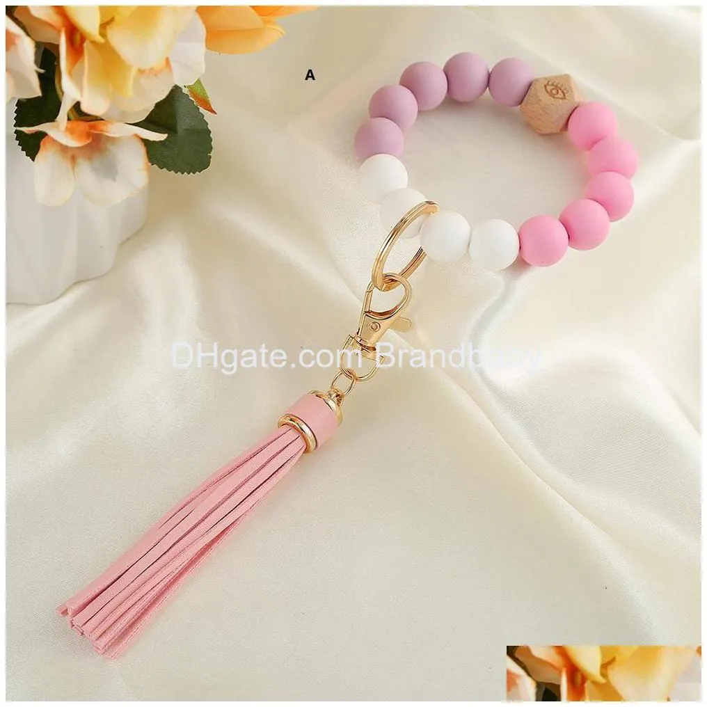 lady mother silicon beads and unique wooden bead design bracelet jewelry with tassel good quality bracelets charm birthday gifts 12