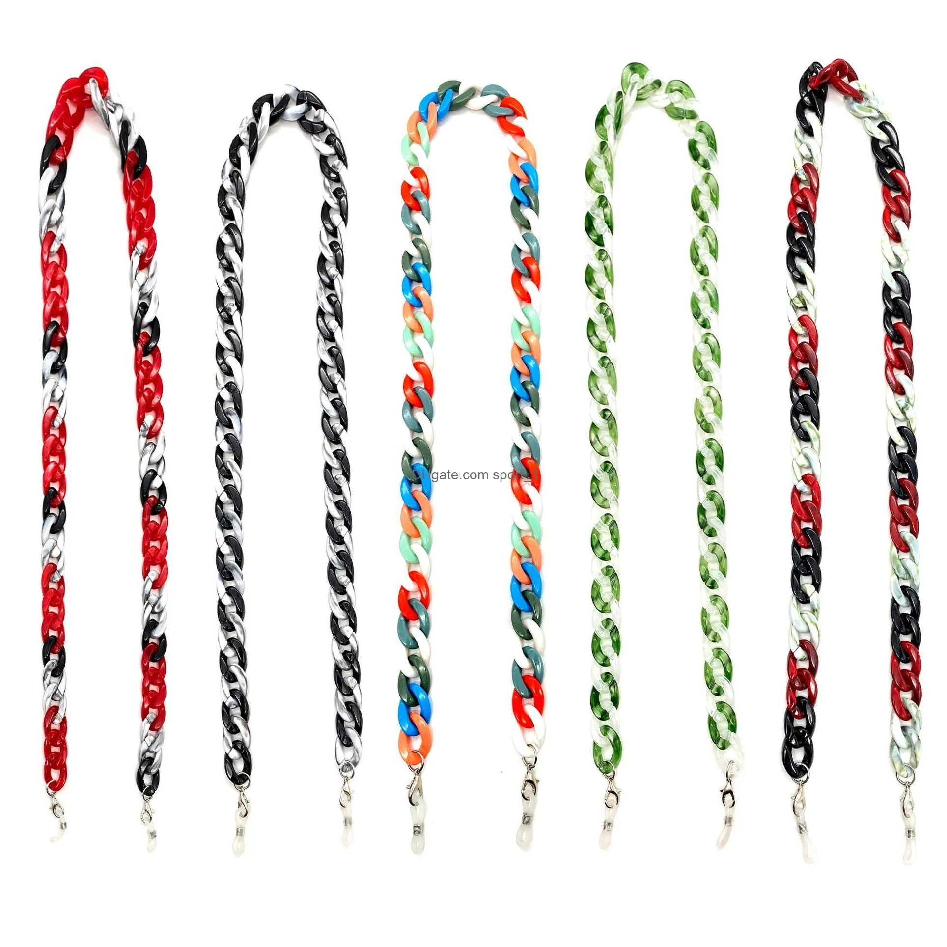 simple casual multicolor acrylic chain fashion women sunglasses chains lanyard neck strap