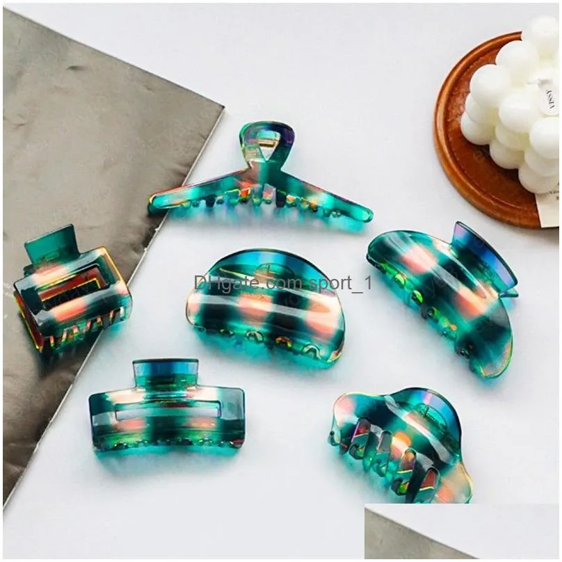 women fashion gradient color hair claws clamps elegant beautiful hair clips for girls korean style geometric headwear