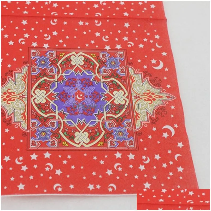 islamism ramadan napkin paper moon printed ramadan kareem napkins paper islam ramadan decoration facial tissue 20pcs pack 33x33cm