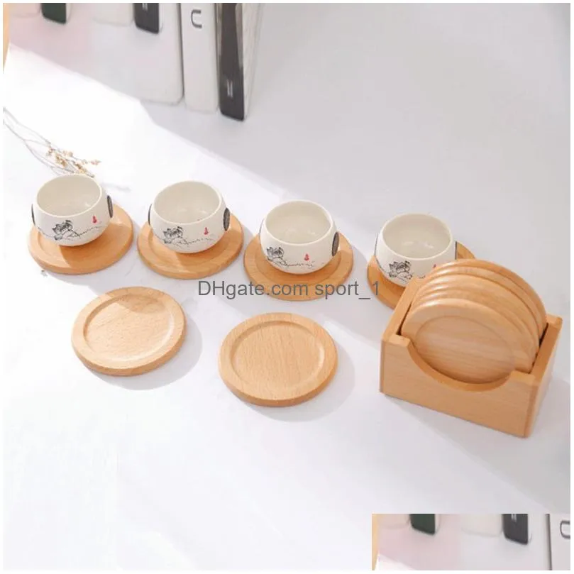 6pcs heatresistant coaster wooden nonslip mug pad set anti scalding insulation mat cup pad drink holder table mat dish vt1614