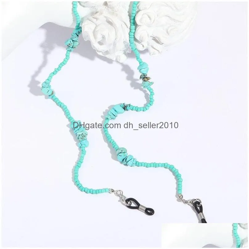 bohemian stone glasses chain fashion irregular blue beads charm sunglasses lanyard strap necklace eyeglass chain cord