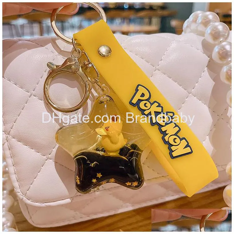 cute animation jewelry keychain floating duck and bottle charm key ring accessories hanger