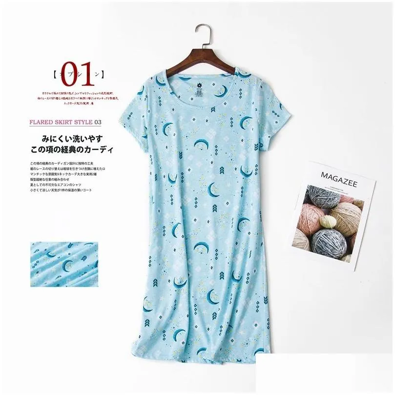 plus size 3xl summer girls casual cartoon nightgown women 100% cotton sleepshirts female short sleeve o collar sleeping dress y200425