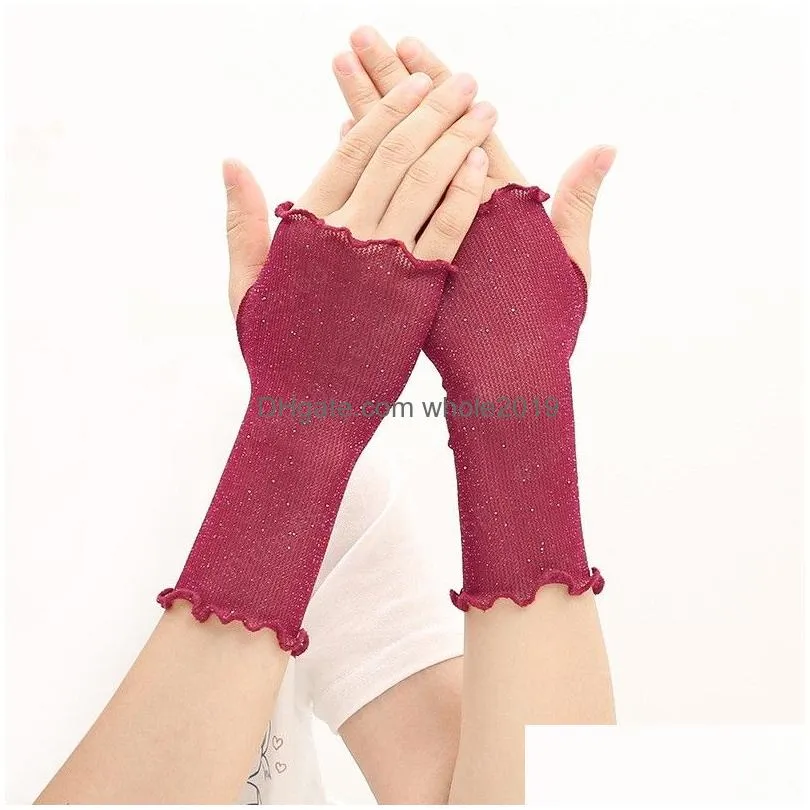 womens y mesh fingerless gloves summer driving gloves anti uv sunscreen elegant ladies half finger fishnet mitten