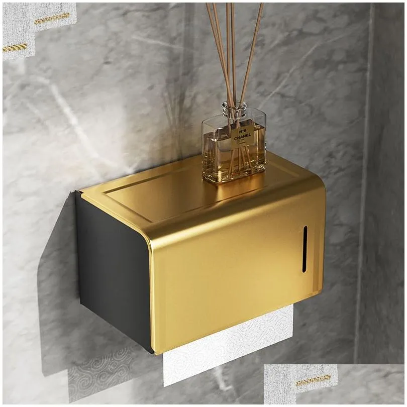 punch bathroom accessories black gold luxury bathroom shelf space aluminum bathroom organizer toilet holder towel holder 220527