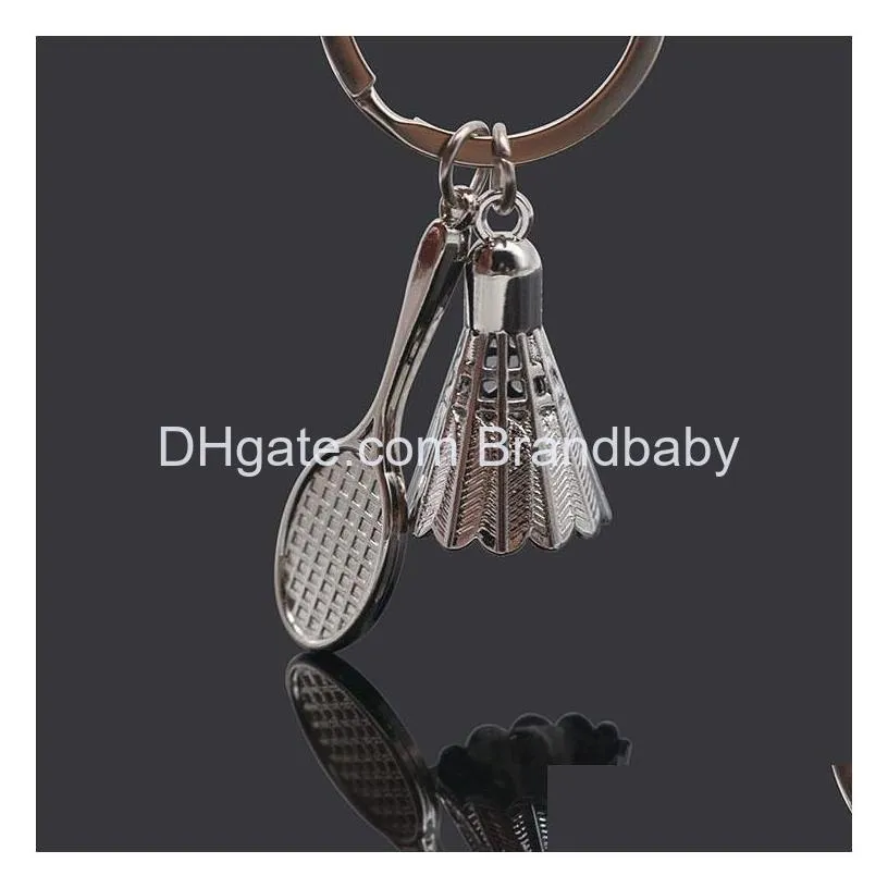 creative simulation shuttlecock metal jewelry key chain bag alloy key ring charm ornament