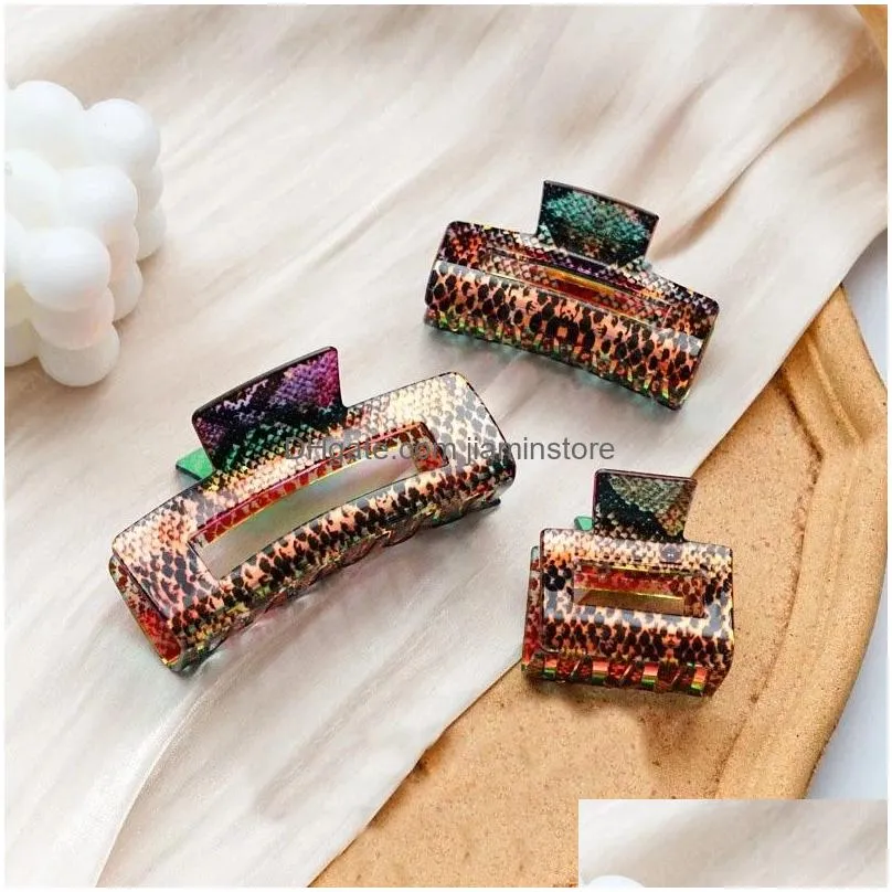 snake print hair clips claw clamps for women headwear vintage transparent hairpin symphony hairstyle hair accessories
