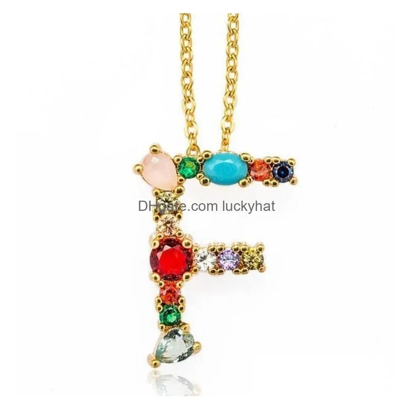  gold color initial cz necklace charm letter necklace name jewelry for women accessories girlfriend
