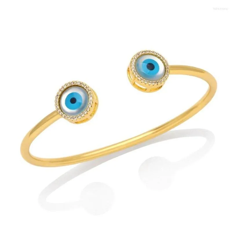 bangle fine 18k gold plated blue eye adjustable open bracelets water drop white shell 2022 trending love heart cross jewelry