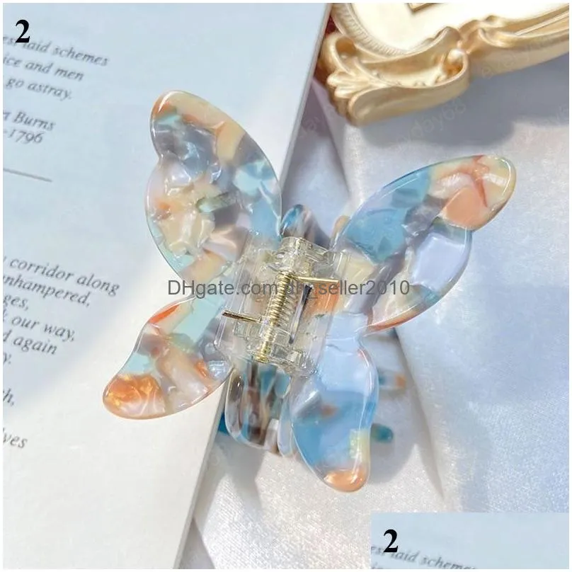 korean butterfly hair claw acrylic hair crab clip ponytail holder plastic hair clip sweet fairy butterfly hairpin accessories