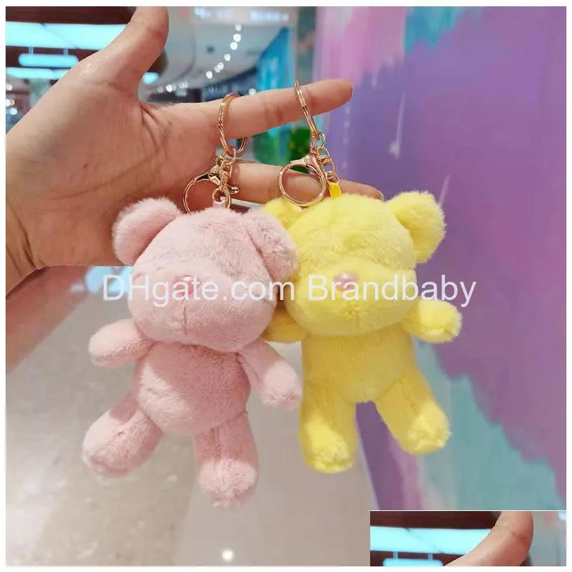 kawaii creative bear plush keychains jewelry schoolbag backpack ornament kids gifts about 12cm